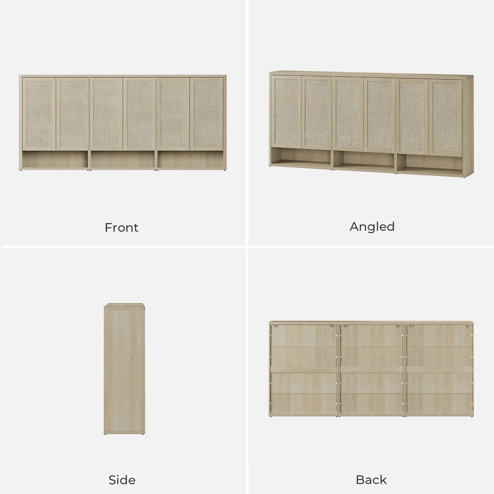 Zura Modern 3-Piece Rattan Shoe Cabinet