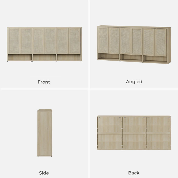 Zura Modern 3-Piece Rattan Shoe Cabinet