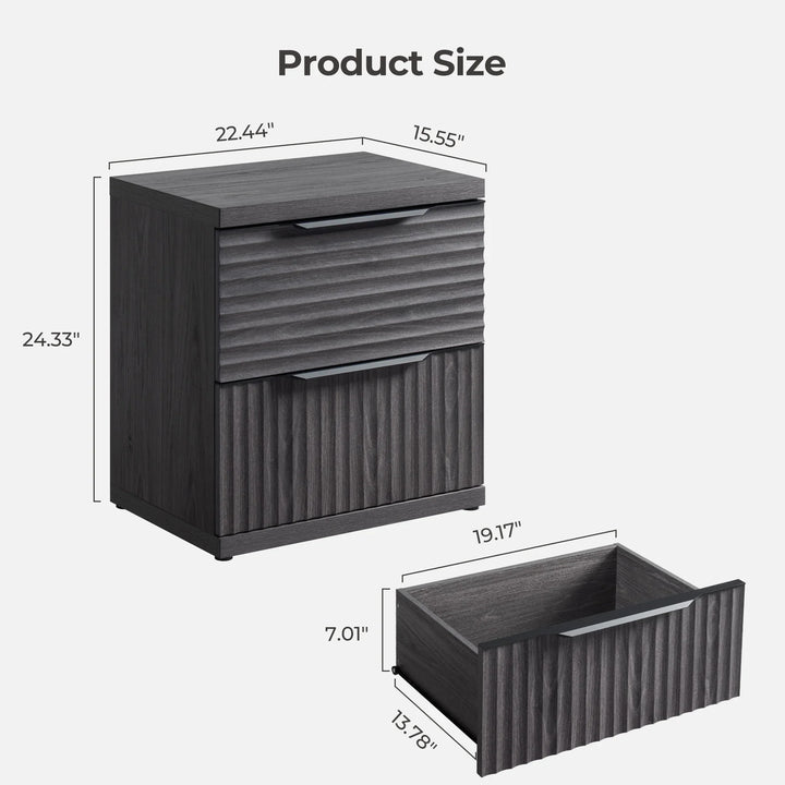 Stria 2 Drawers Nightstand for Bedroom