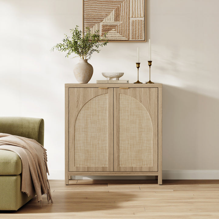 Savanna Rattan TV Stand with Arched Doors up to 100Inch TV