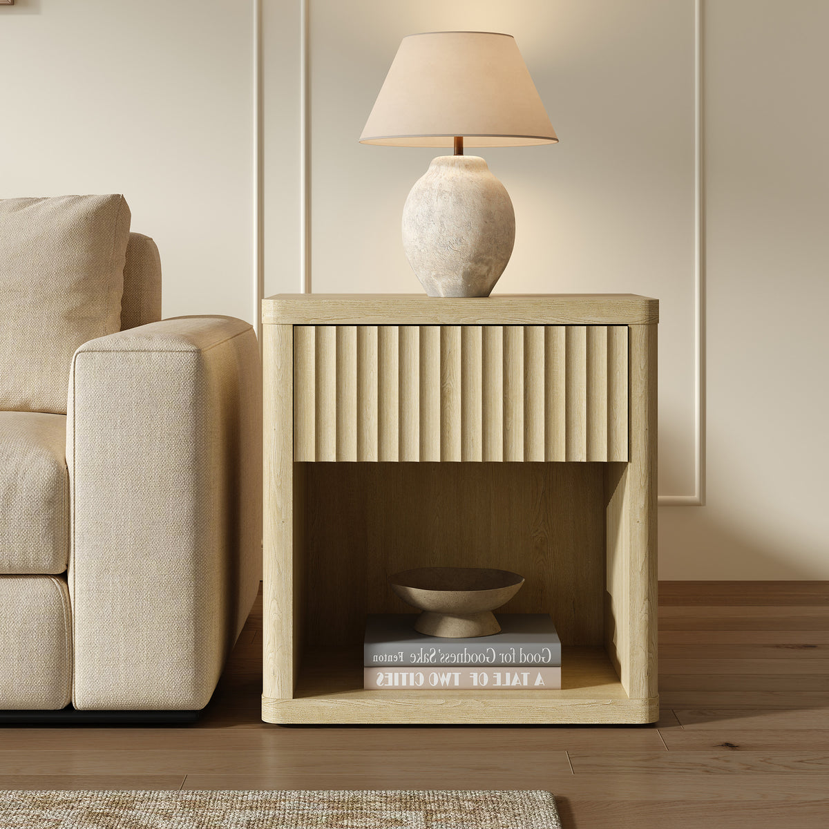 Stria 6 Drawers Dresser and Cas Nightstands Set