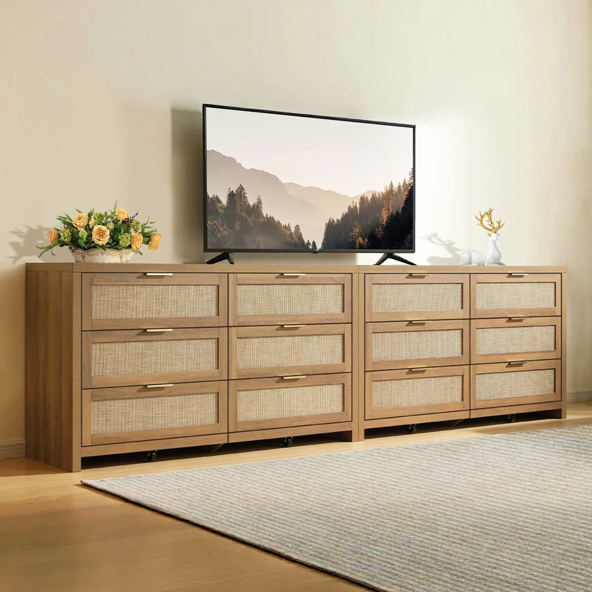Savanna 6-Drawer Dresser, Wardrobe and 3-Drawer Nightstand Set