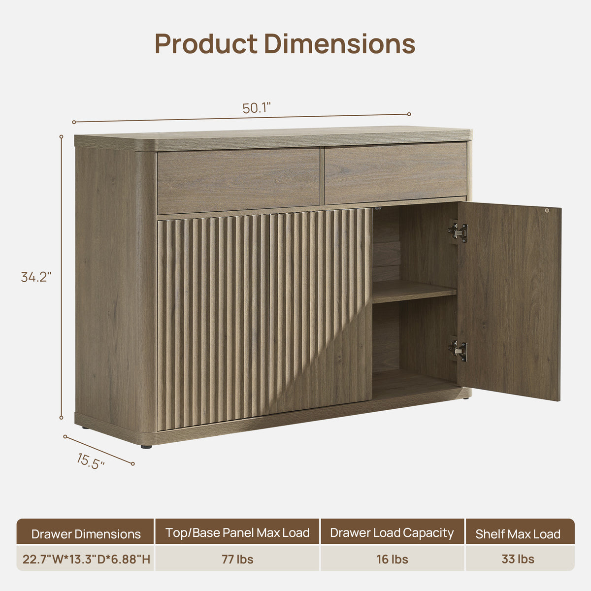 Cas Sideboard With 3 Doors And 2 Drawers