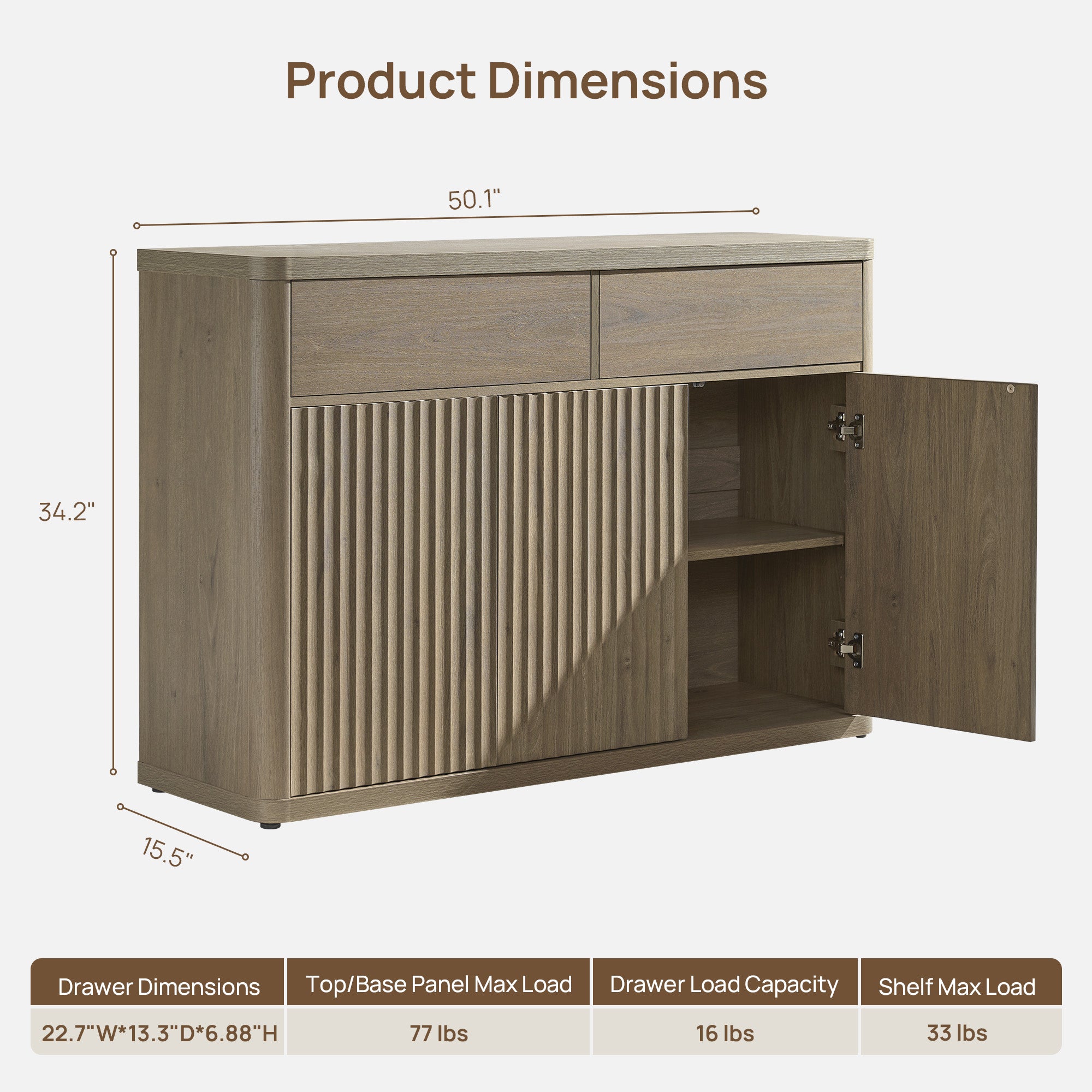 Cas Sideboard With 3 Doors And 2 Drawers