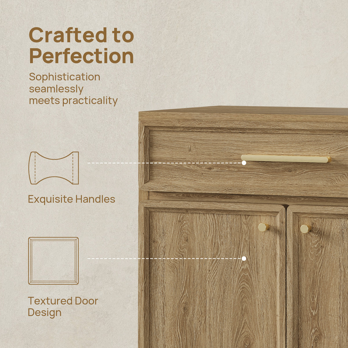 Crescent Buffet Cabinet with Doors, Set of 3