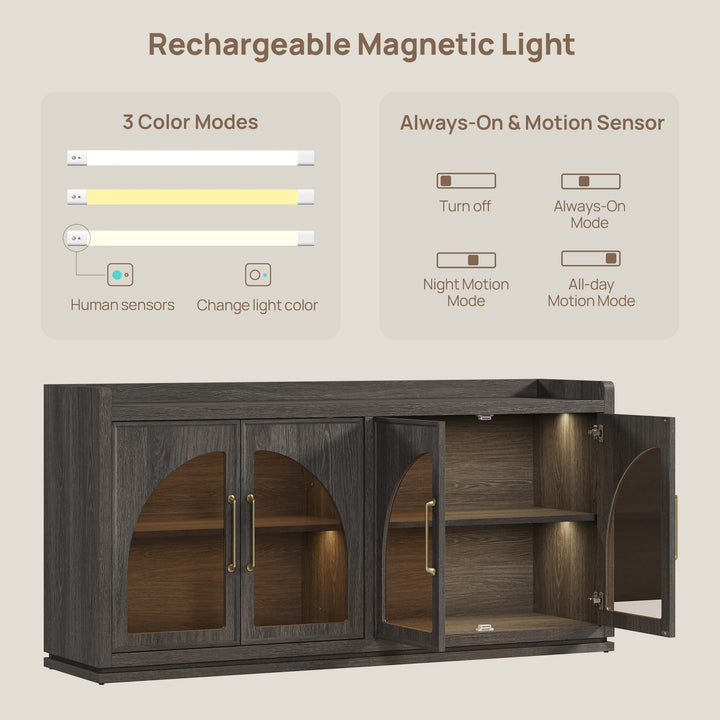 Helio Glass-Door Sideboard Cabinet