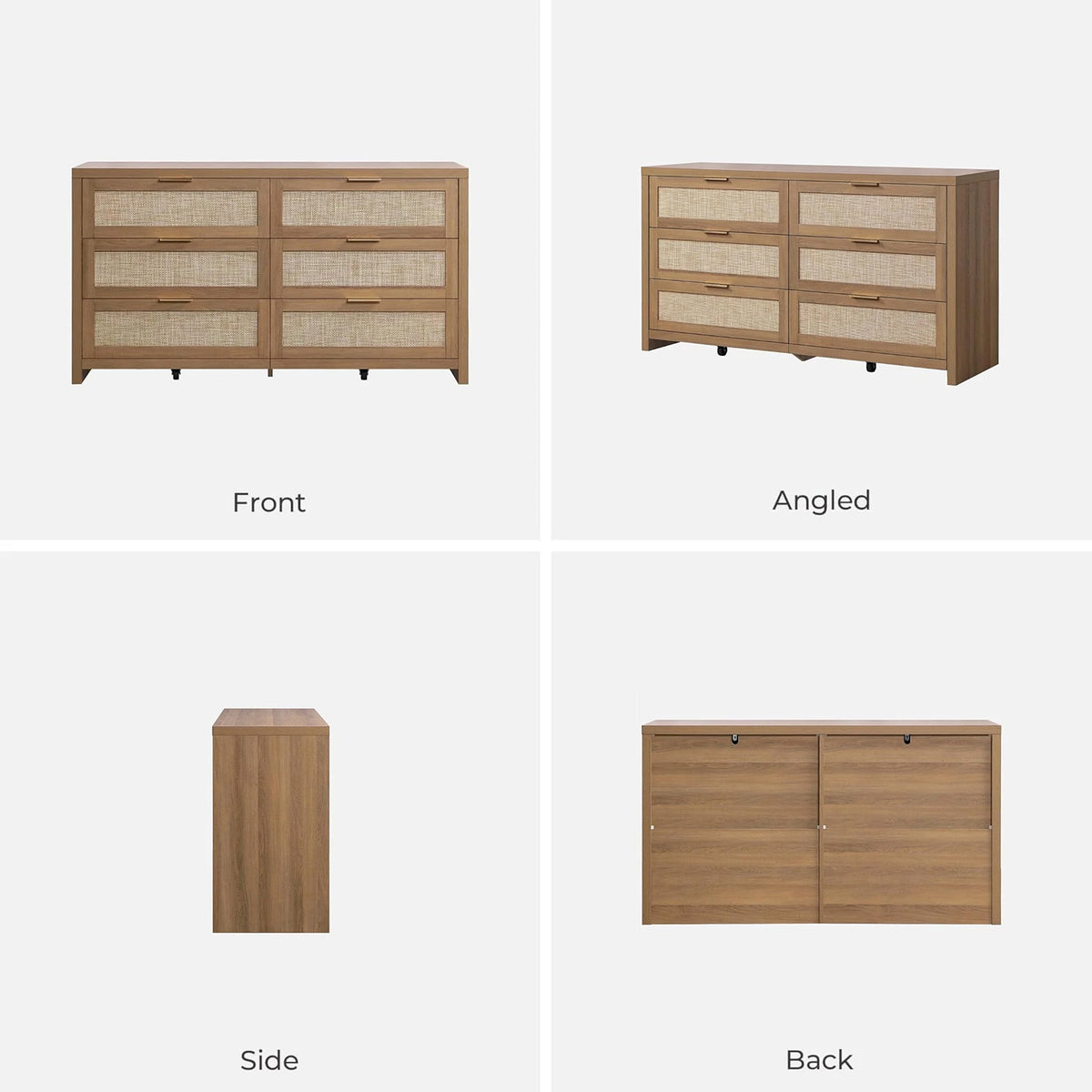 Savanna Rattan 6-Drawer Dresser, 56.8'' Wide, Set of 2