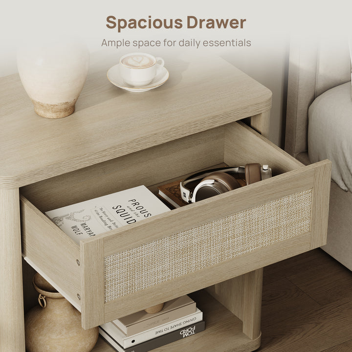 Zura 1-Drawer Nightstand, Boho Style