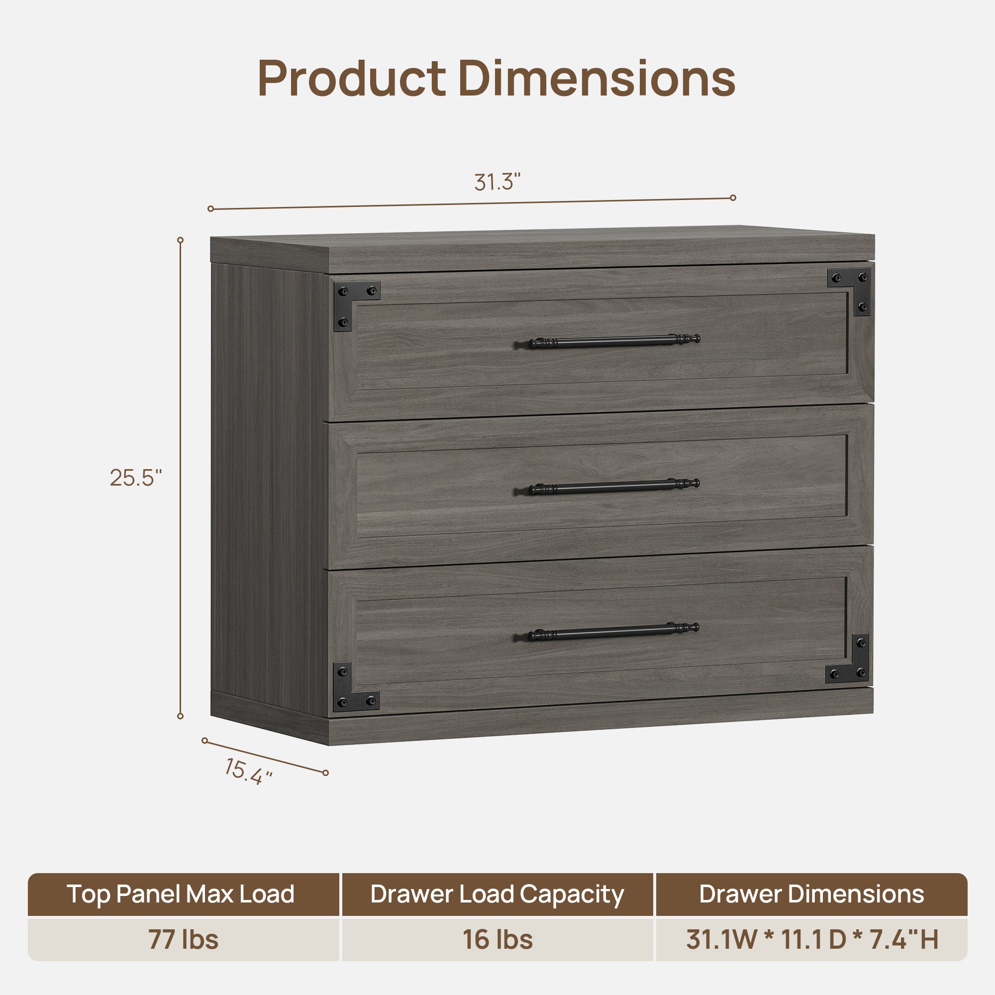 Willow 3-Drawers Nightstands Set