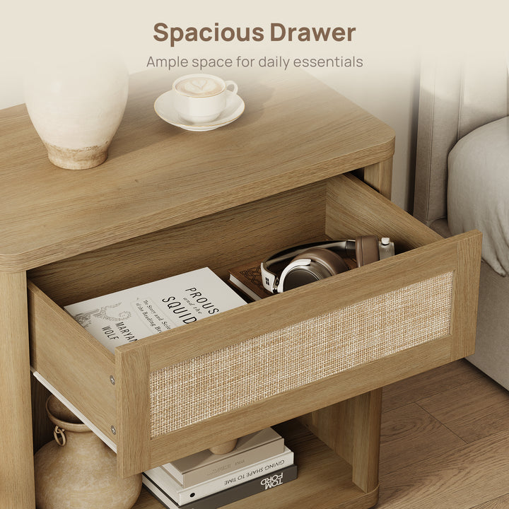 Zura Rattan Nightstand with Drawer