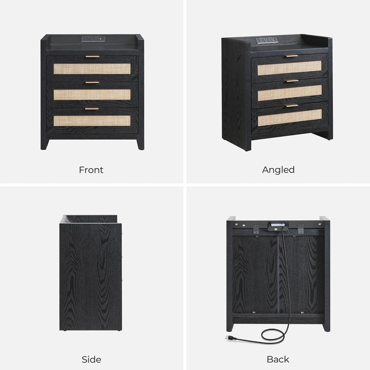 Savanna Black End Table with 3-Drawer