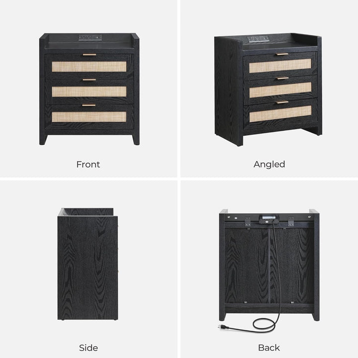 Savanna Black End Table with 3-Drawer