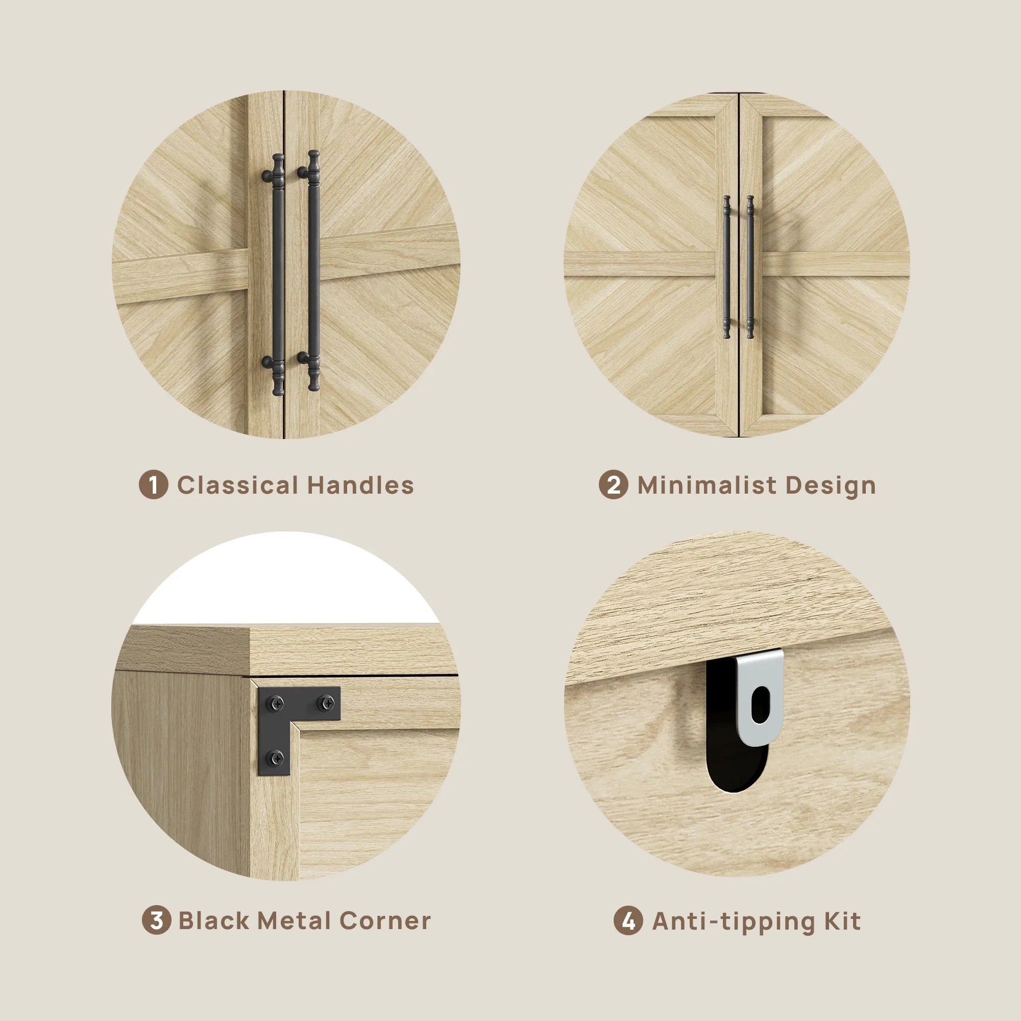 Willow Sideboard with 1 Drawer and 2 Doors for Living Room