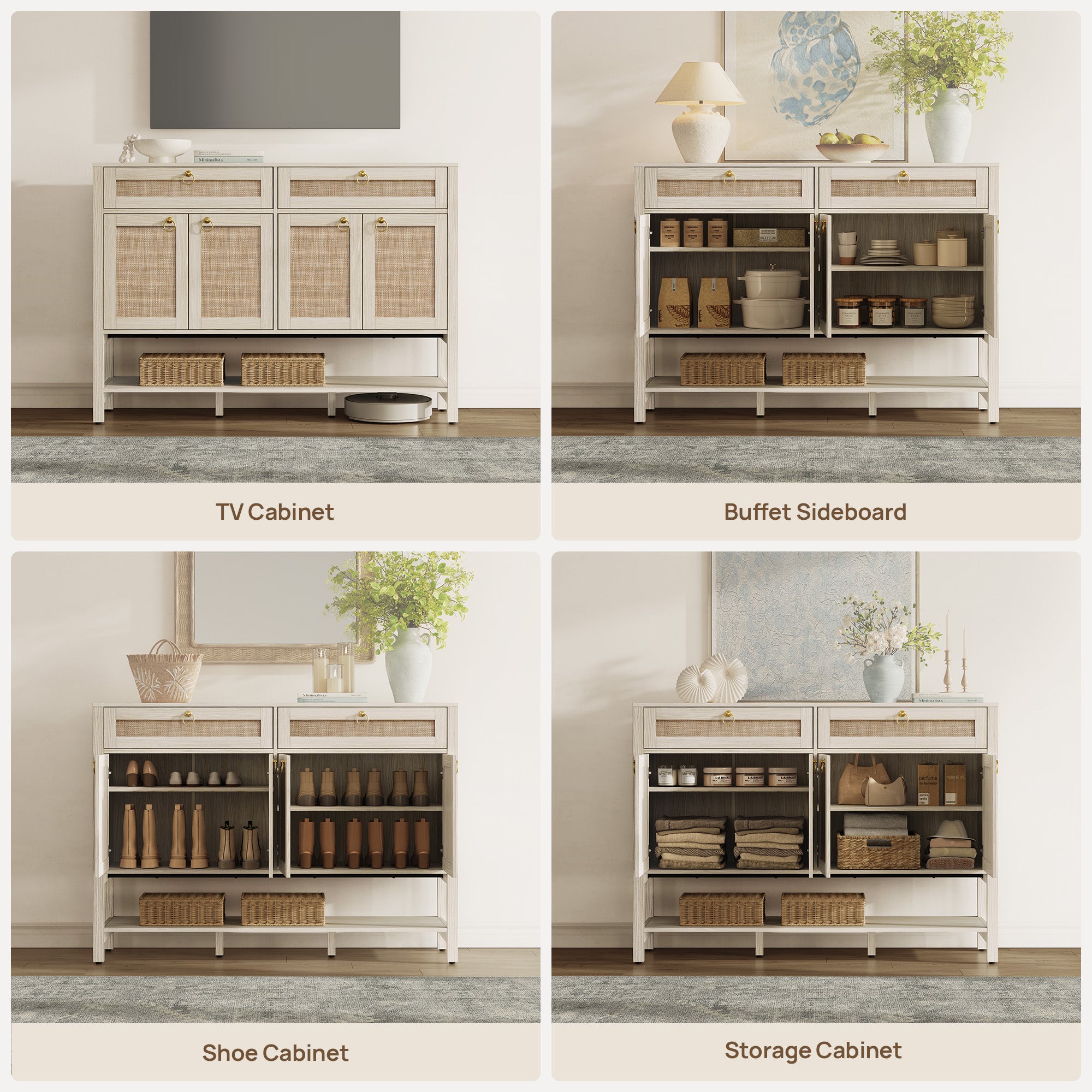Terra TV Stand with Storage, 55 Inches Wide