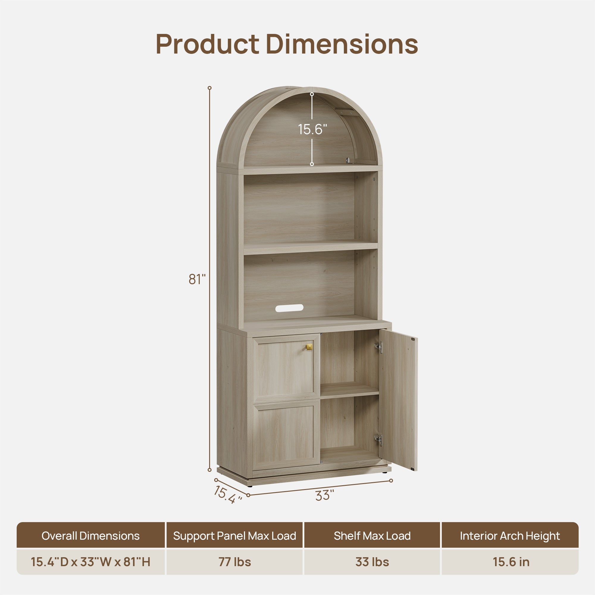 Helio 2-Door Arched Bookcase with Oval Cutout