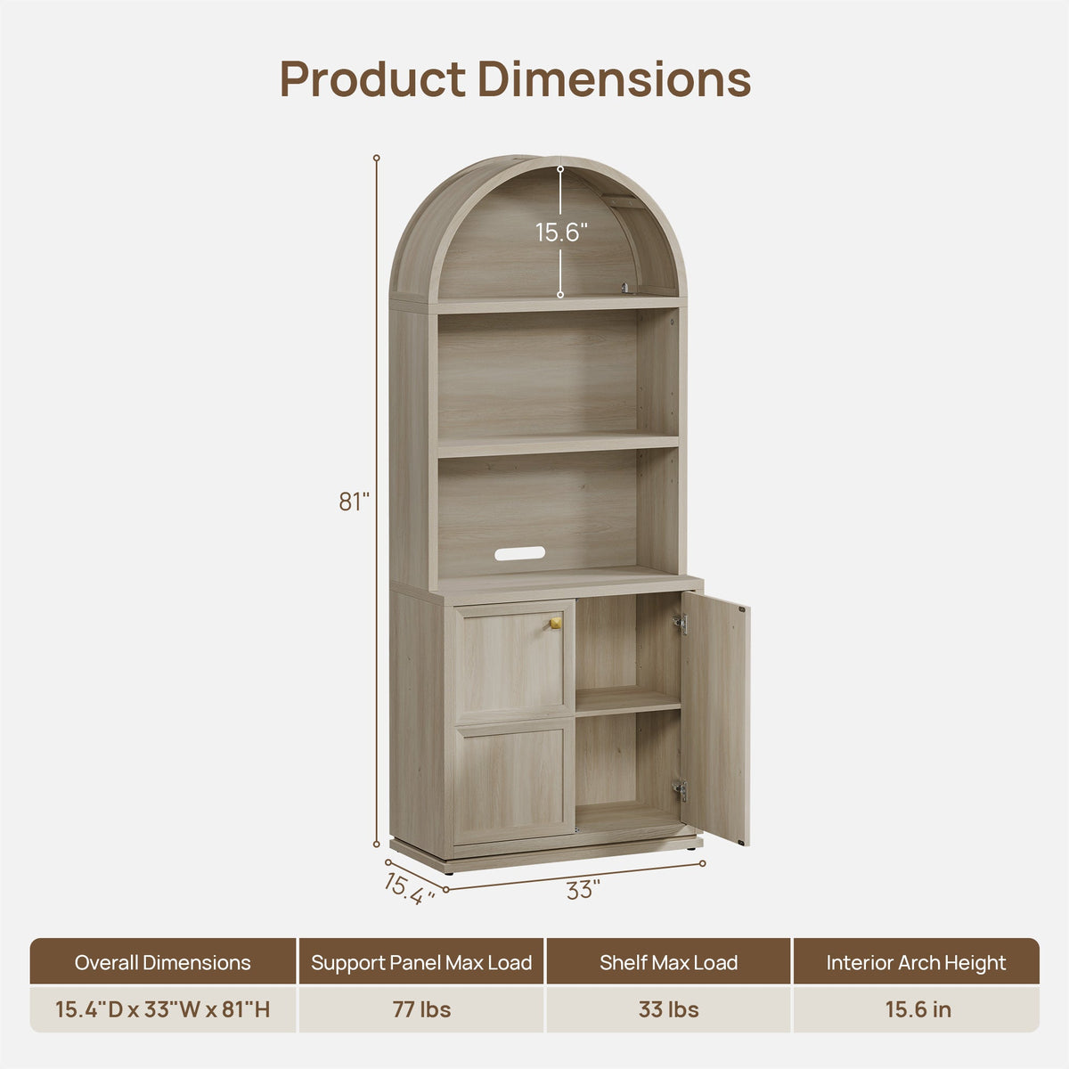 Helio 2-Door Arched Bookcase with Oval Cutout