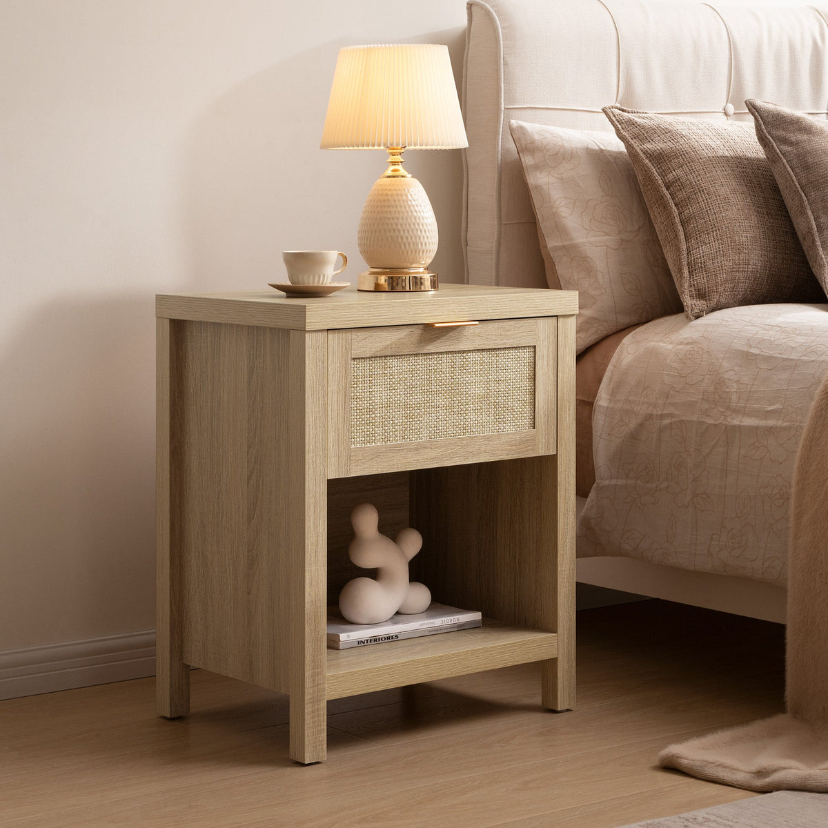 Savanna Rattan Nightstand - 2 Pieces - Black Oak