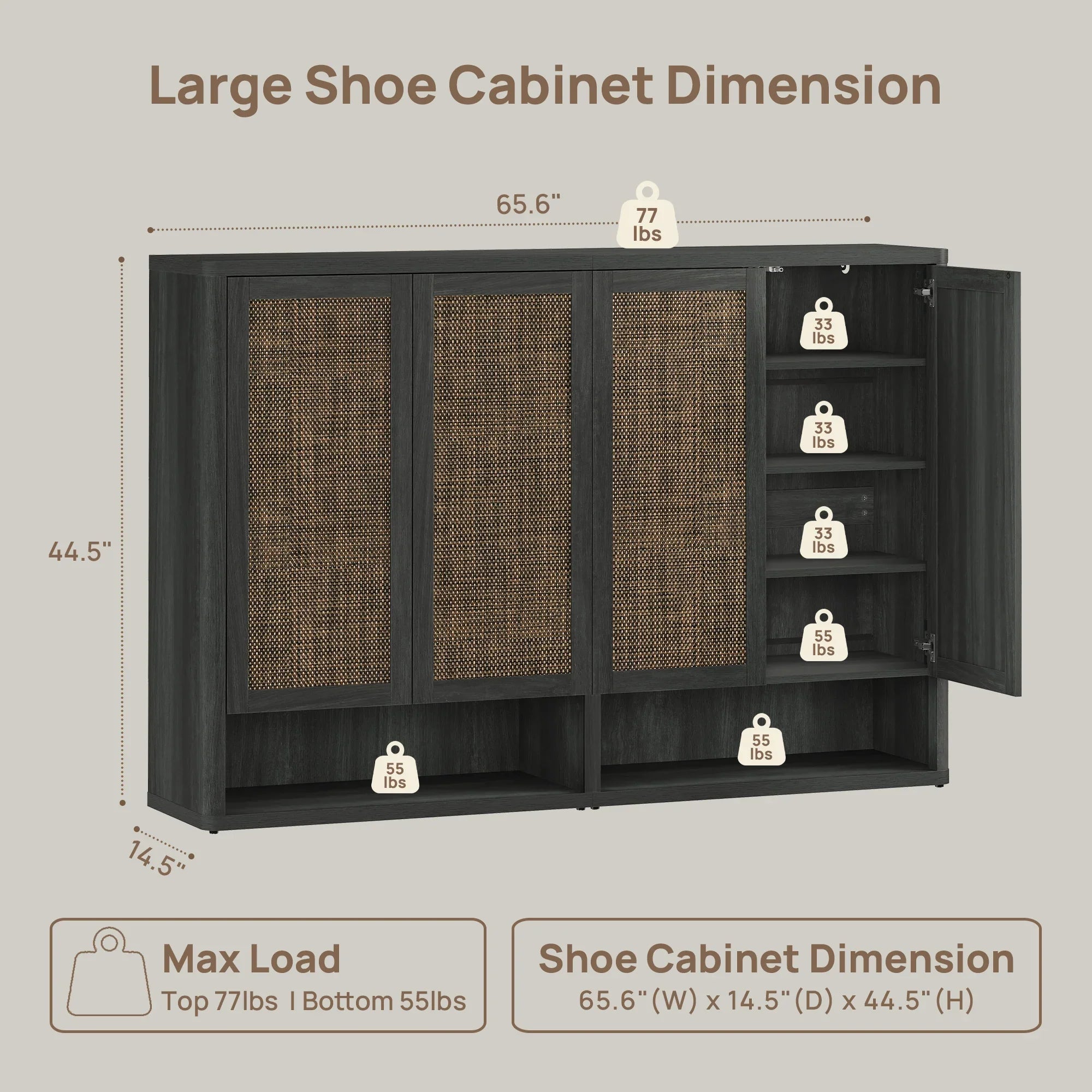Zura 2-Piece Black Shoe Cabinet