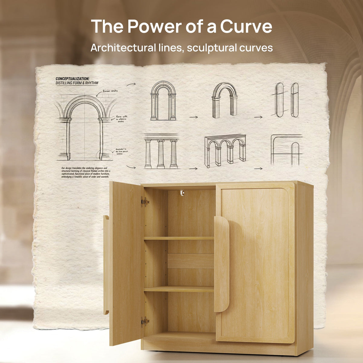 Arcus Sideboard with 2 Doors, Set of 3