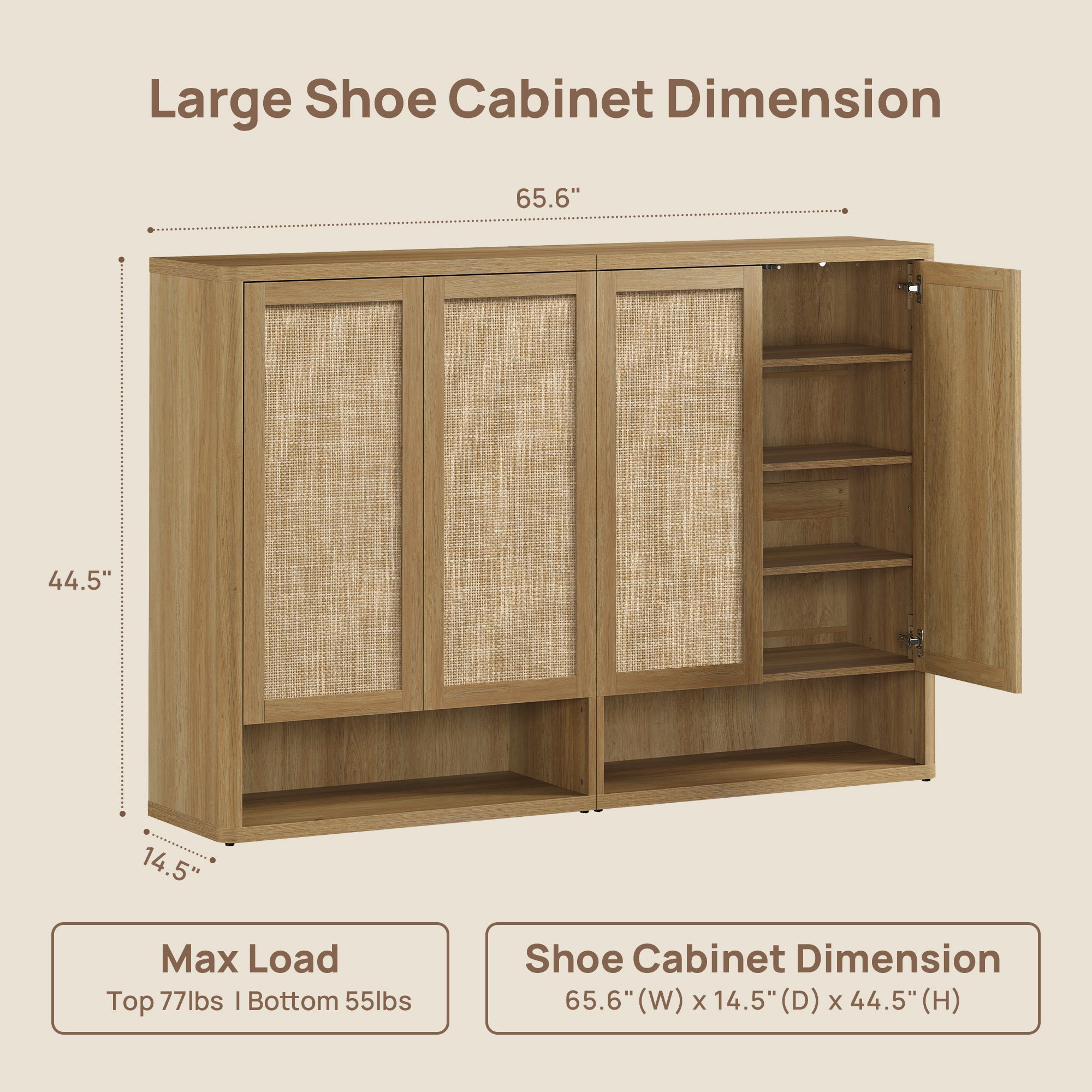 Zura 50-Pair Shoe Cabinet with 4 Doors