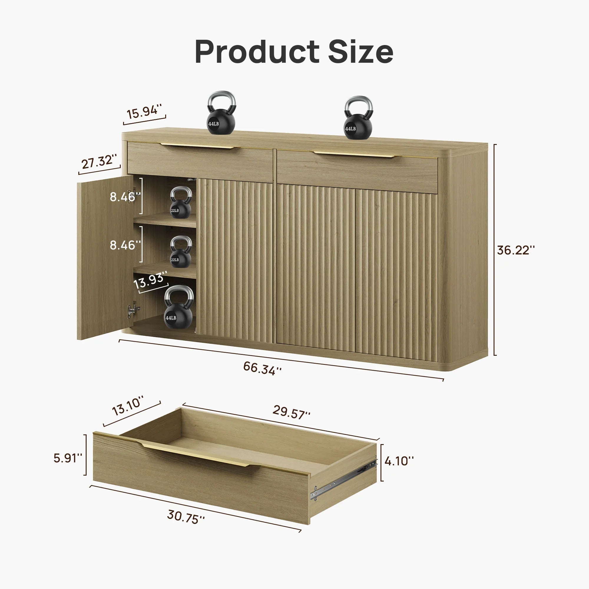 Cas Buffet Cabinet, 2 Drawers