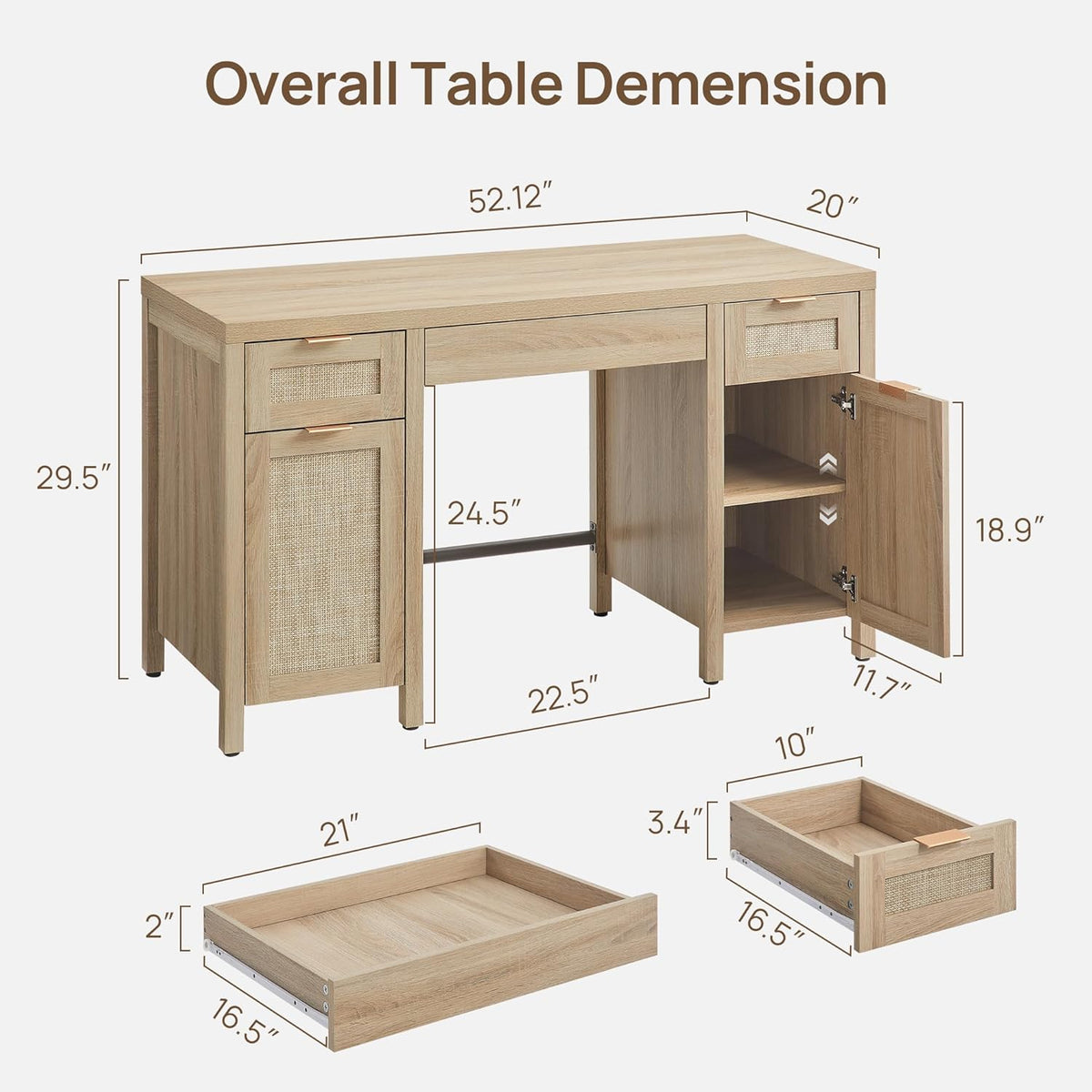 Savanna Modern Home Office Desk - Set of 2