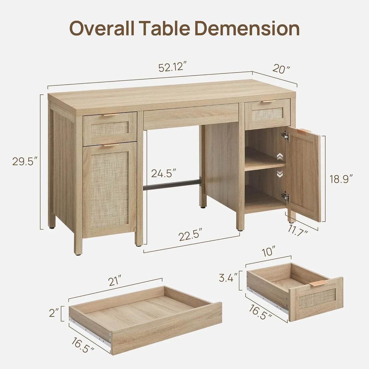 Savanna Office Table with Drawers