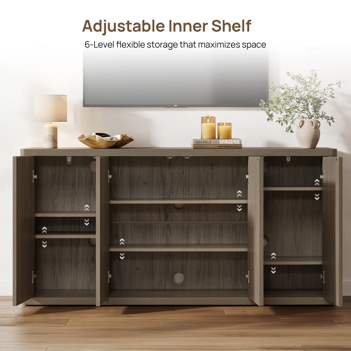 Cas 61''Wide TV Stand with Cable Management