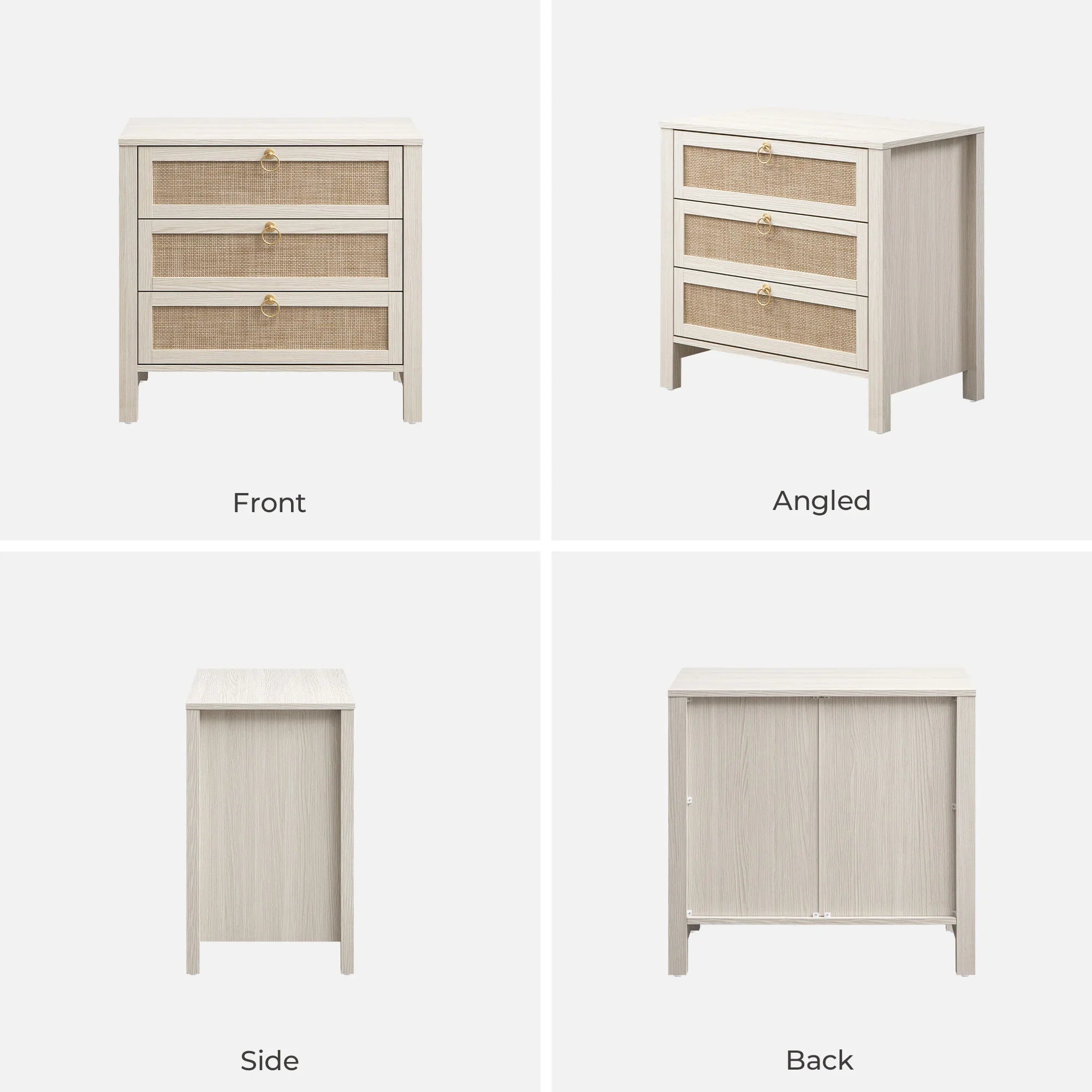 Terra 4 Doors Sideboard and 3 Drawers Nightstands Set for Living Room