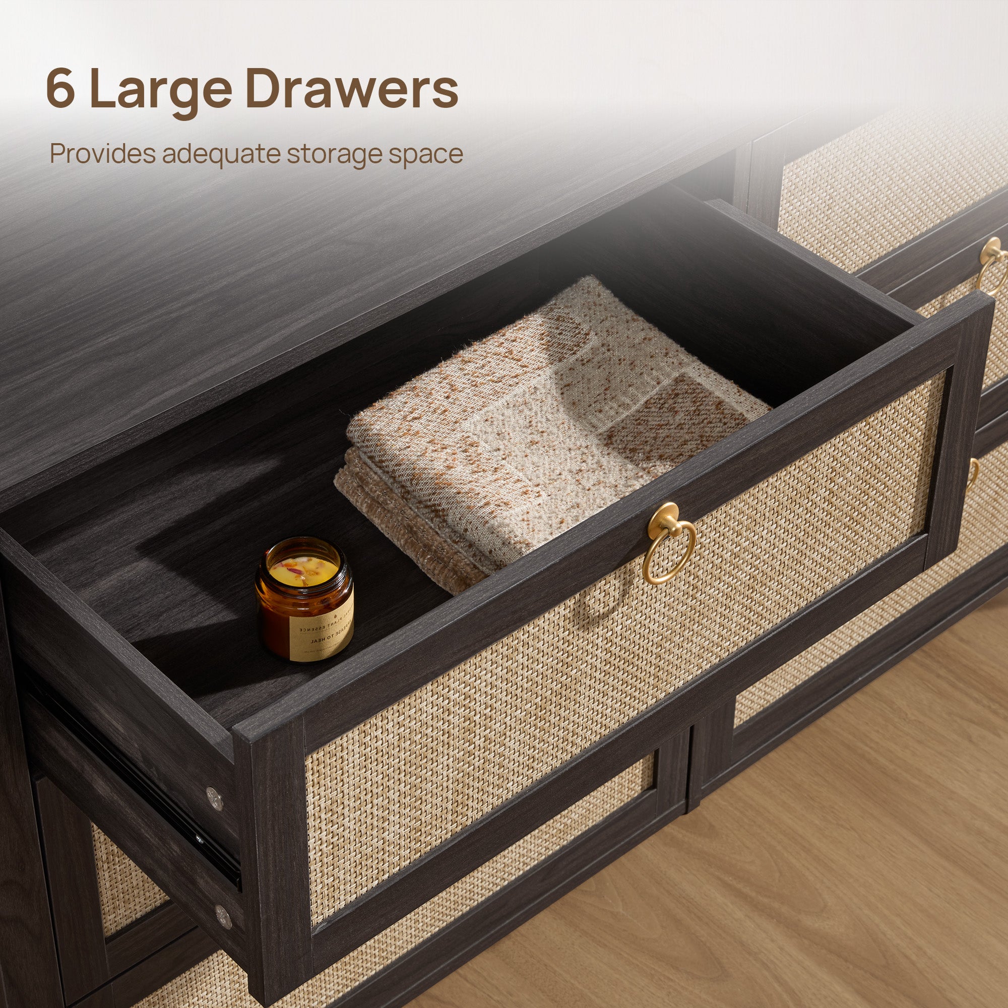 Terra Black Dresser, 6 Drawers