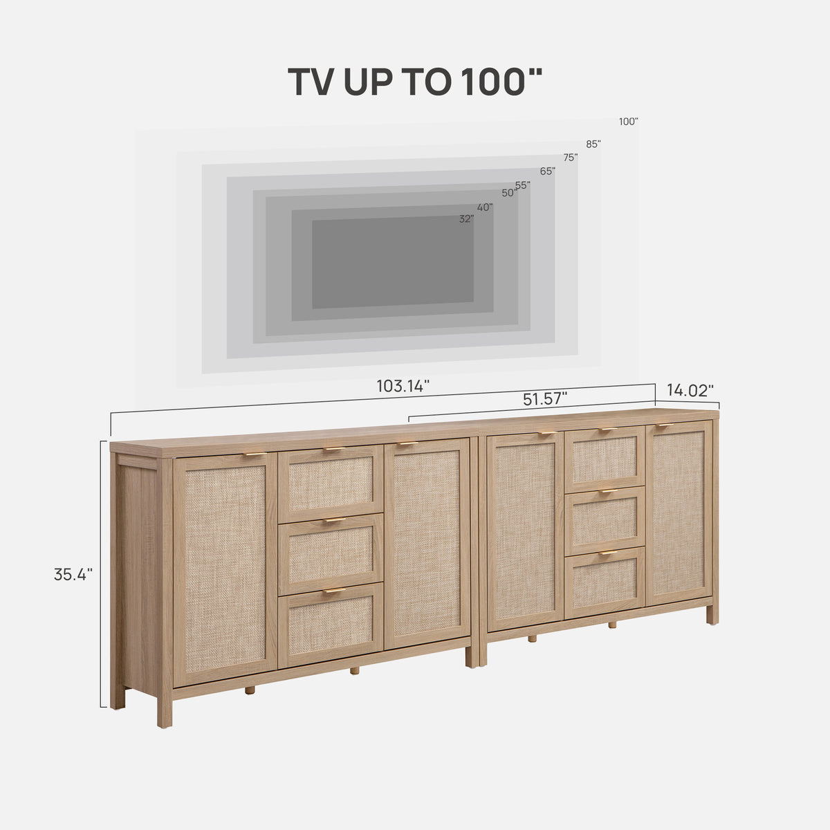 Savanna 85Inch TV Cabinet with 2 Doors