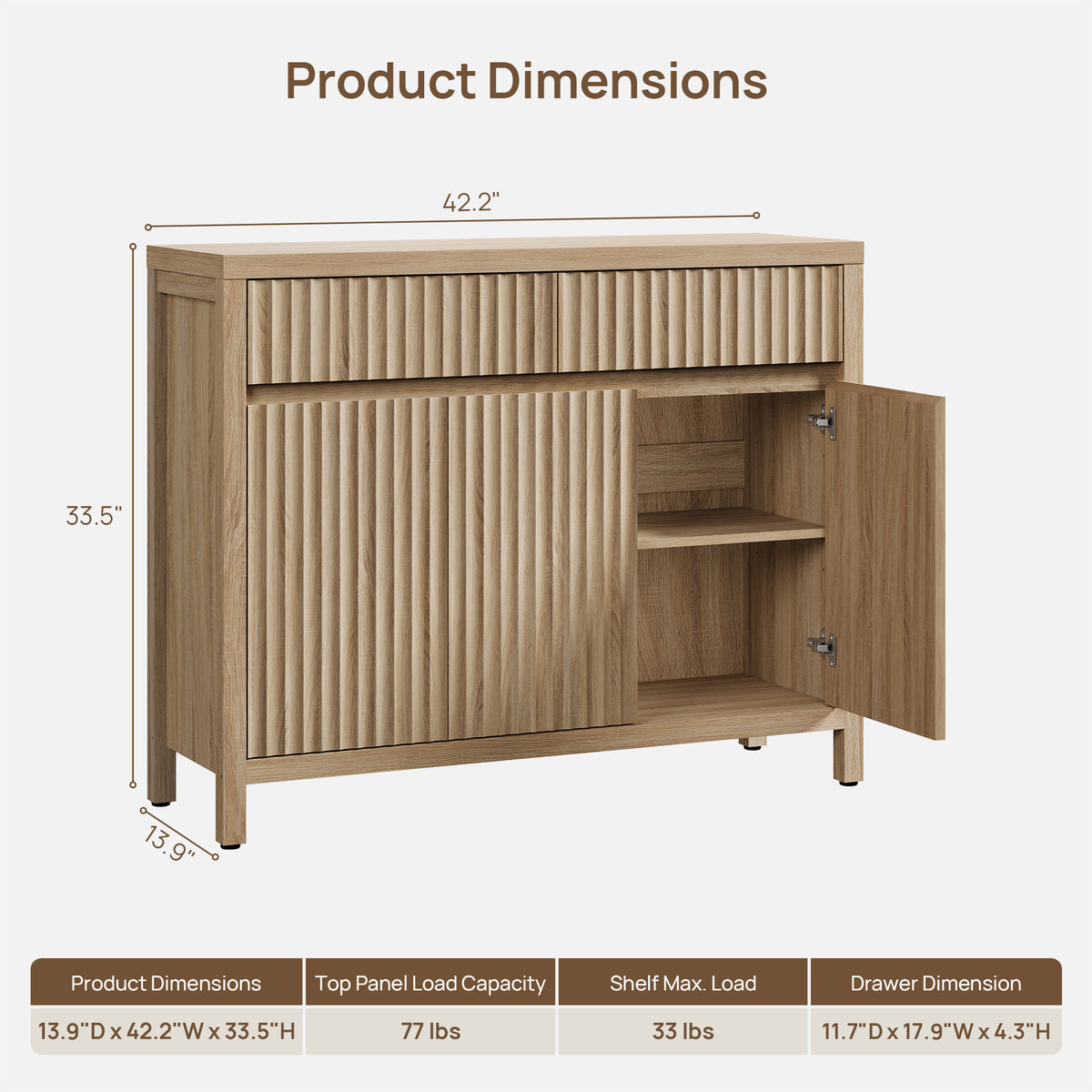 Prelude Sideboard with 2 Drawers and 3 Doors