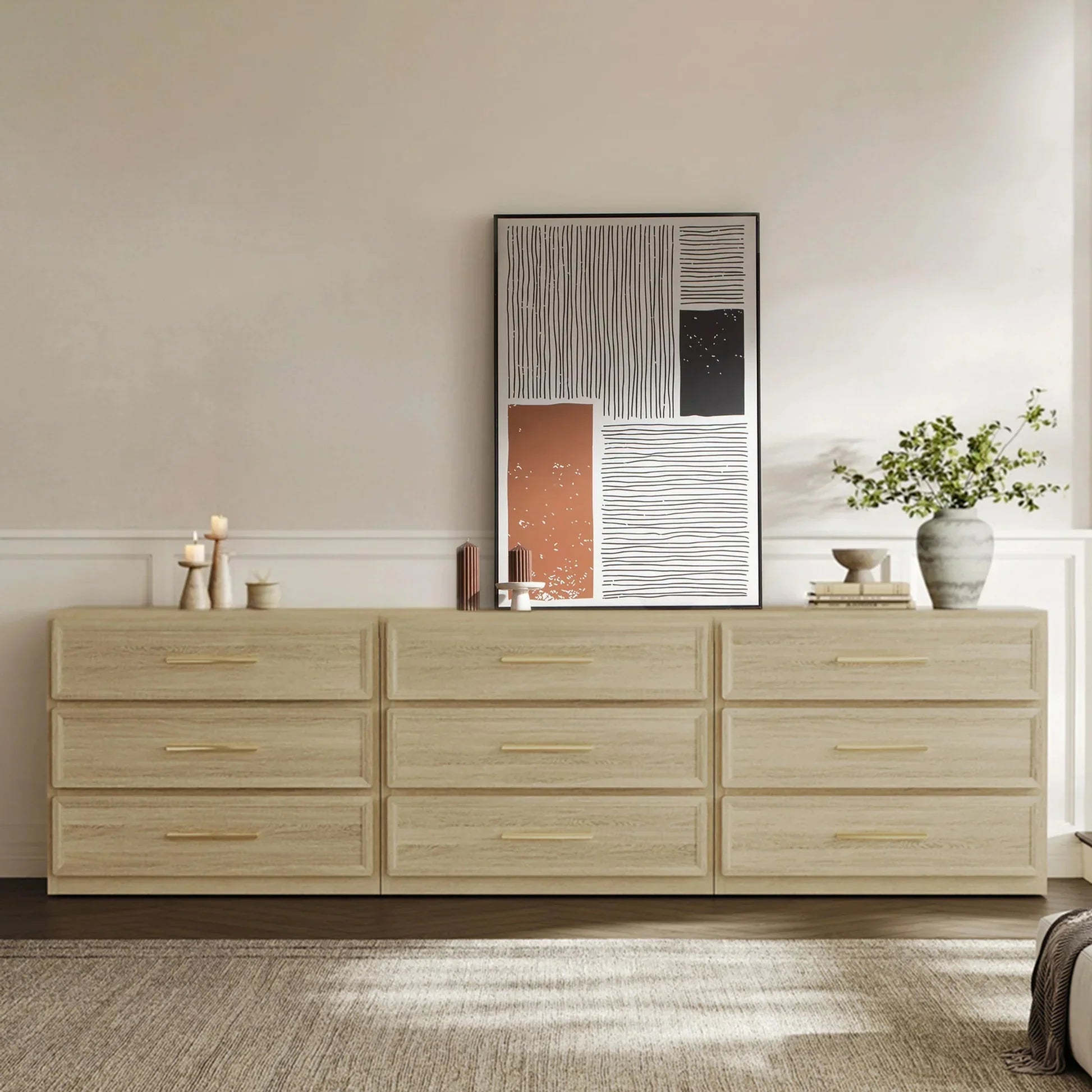 Crescent Modular 9 Drawers Dresser and Nightstands Set