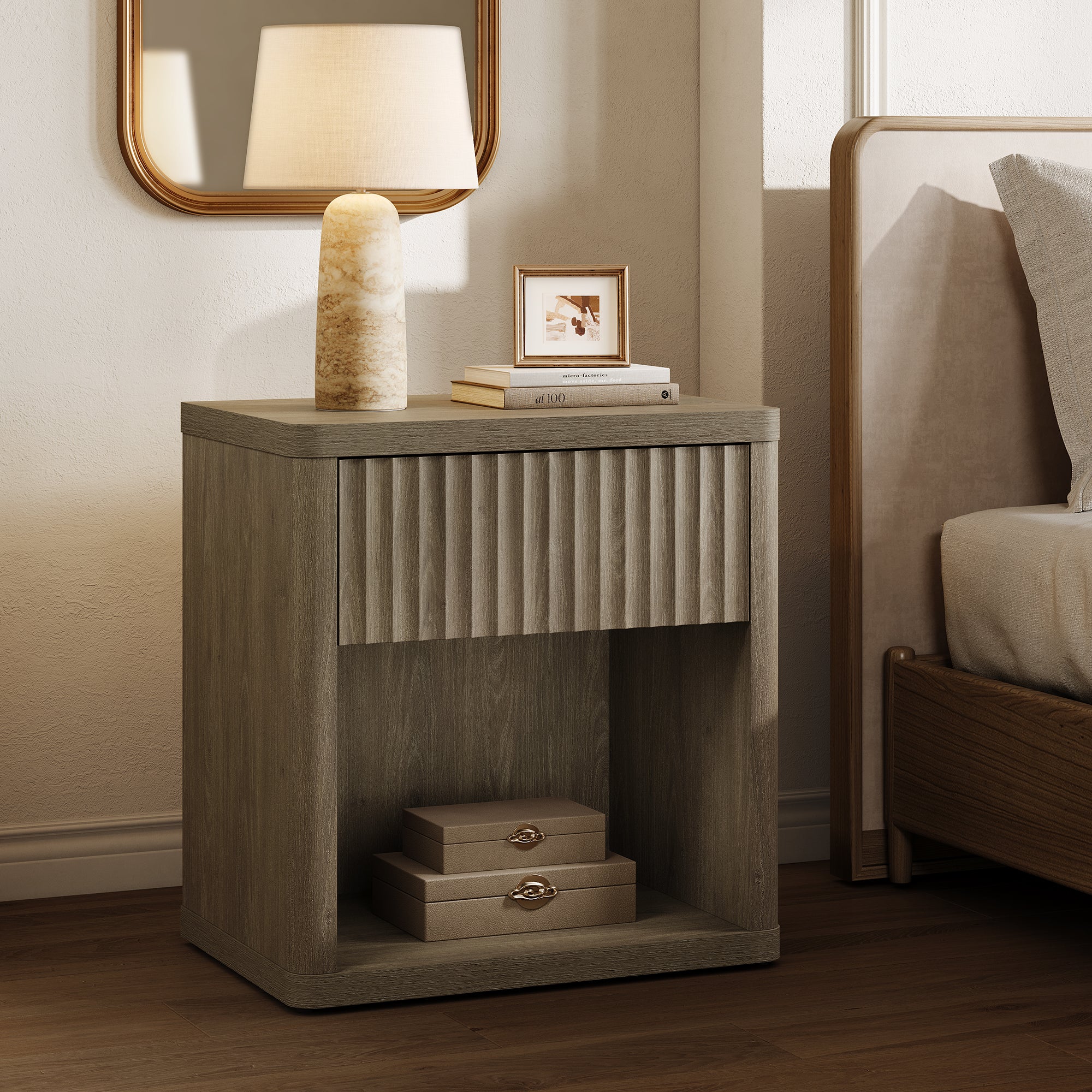 Stria 9-Drawer Dresser and Cas Nightstand Set