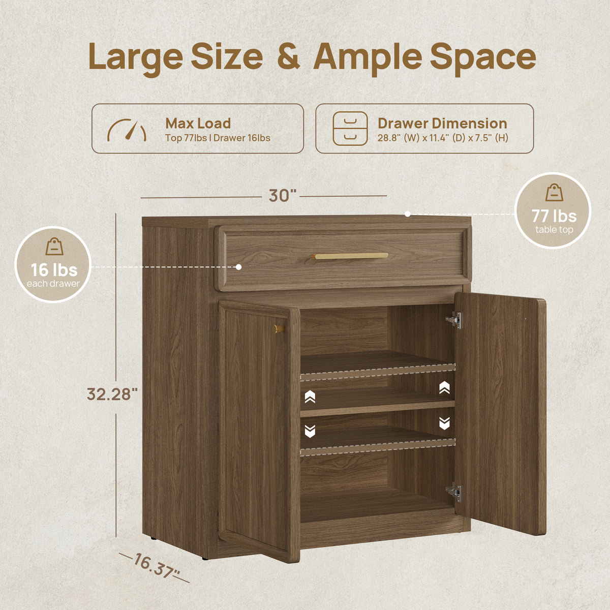 Crescent Sideboard Buffet Cabinet with Storage
