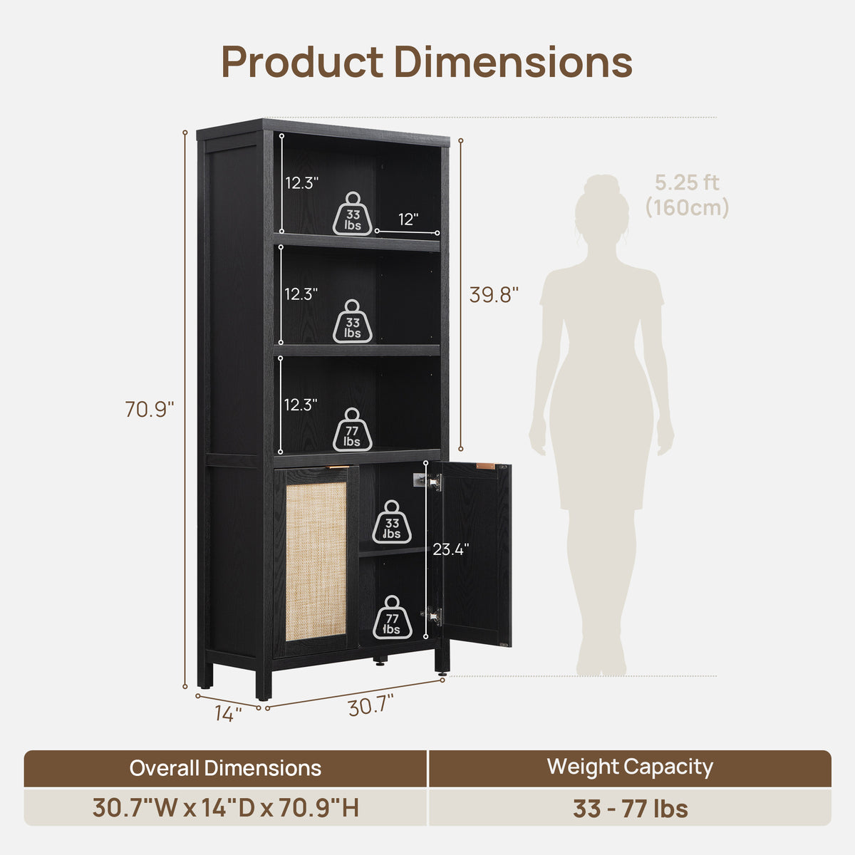 Savanna 70.9'' Tall Black Bookcase