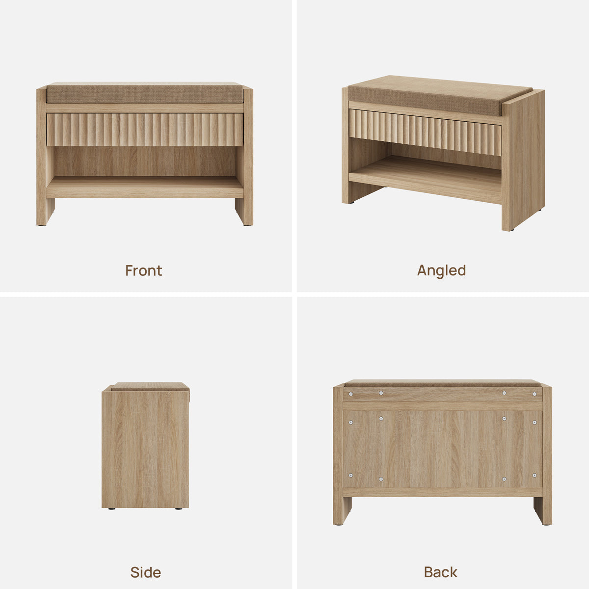 Prelude Upholstered Shoe Storage Bench for Entryway