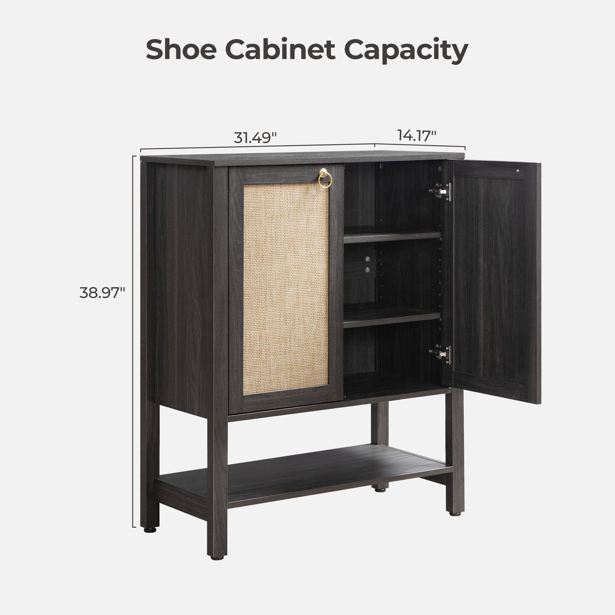 Terra Black Shoe Cabinet, 2 Doors, Set of 2