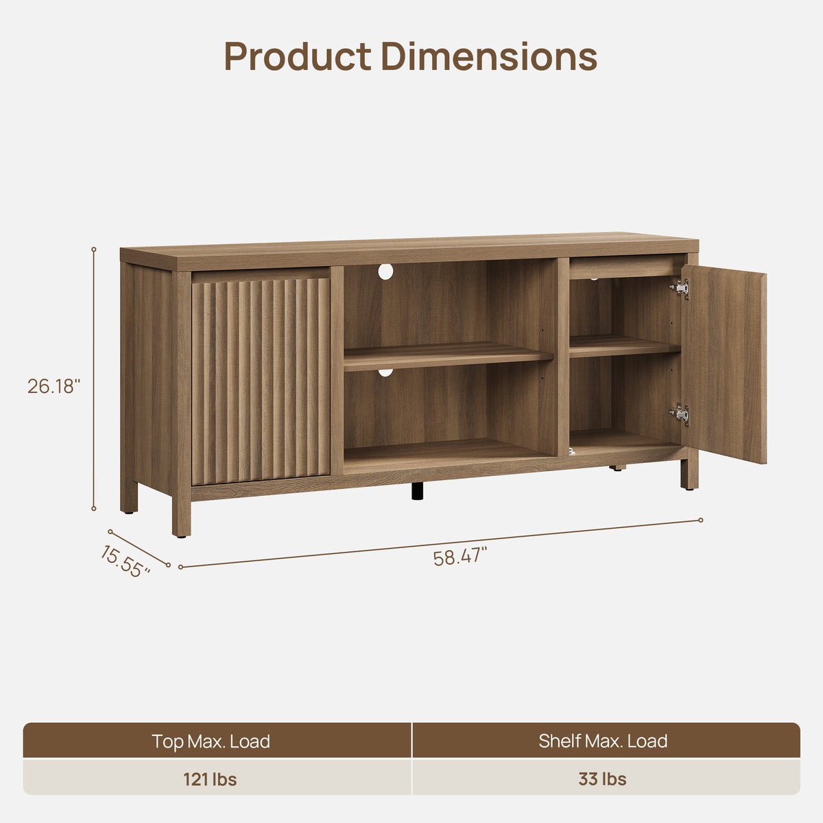 Prelude 65Inch TV Stand with Storage，Set of 2