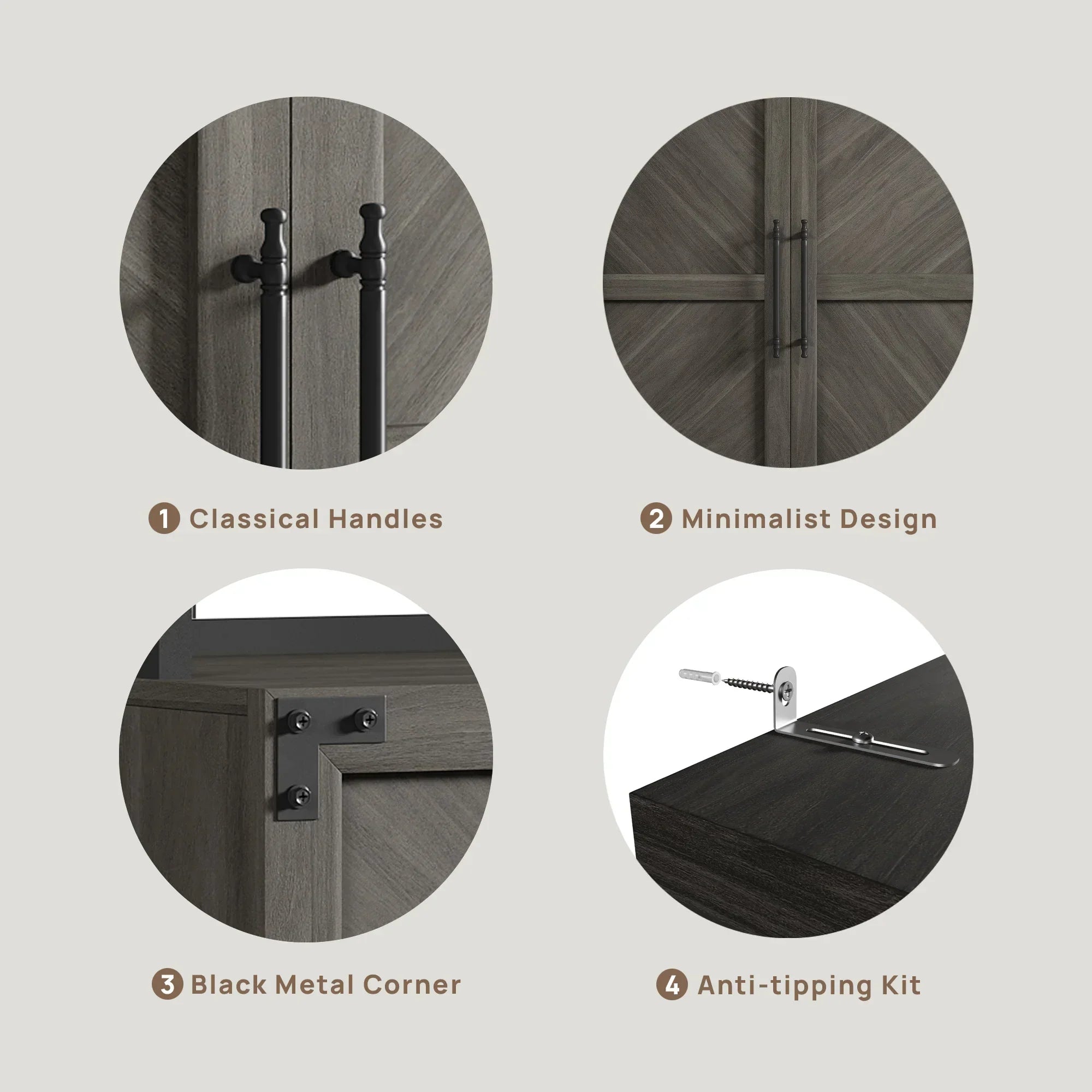 Willow 2 Doors Bookshelf, 75.3 Inch Tall