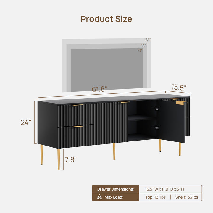 Opus Black TV Stand, Large Storage