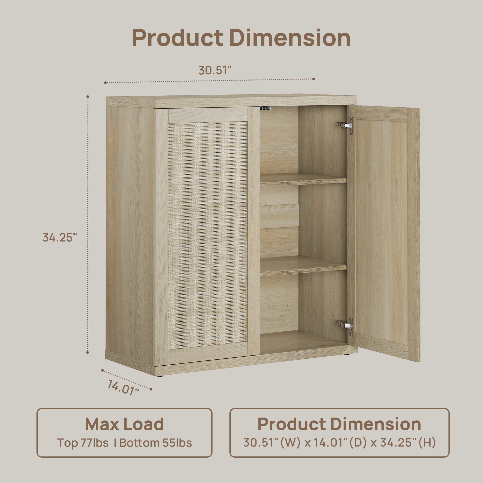 Zura 2-Door Buffet Cabinet, Large Storage