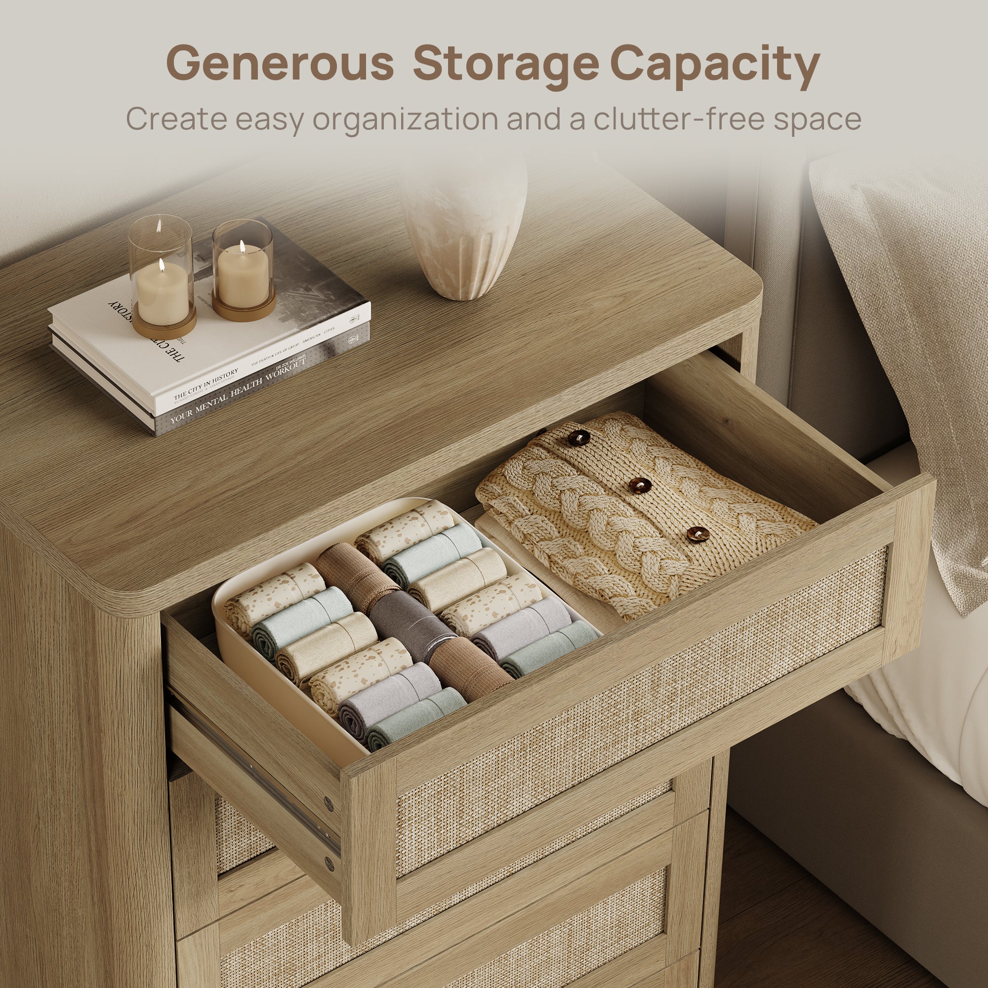 Zura Rattan Dresser, 5 Drawers