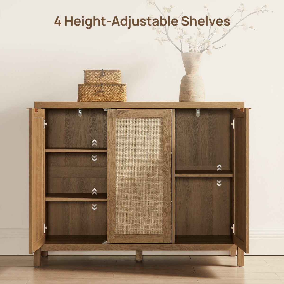 Savanna Rattan Sideboard with 3 Doors, Set of 2
