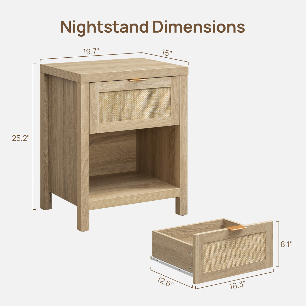 Savanna Rattan Nightstand for Bedroom