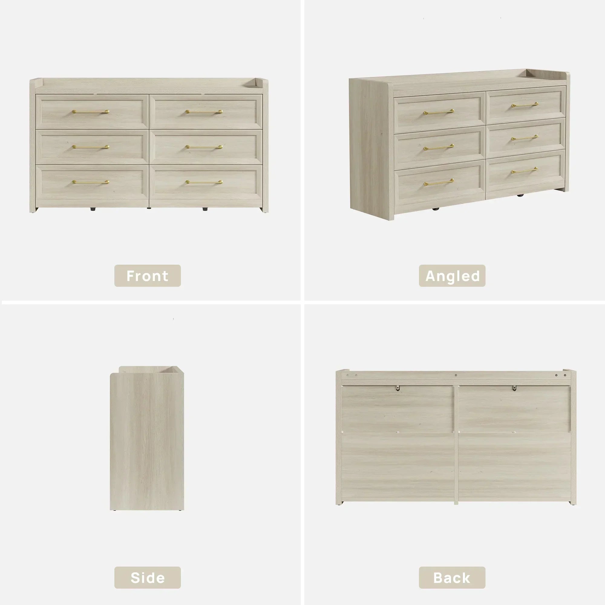 Helio White 6 Drawers Dresser