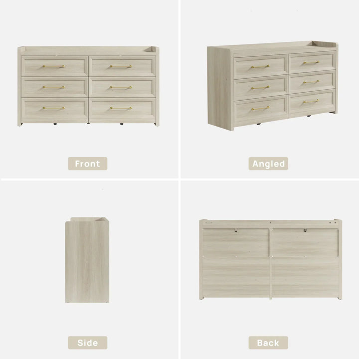 Helio White 6 Drawers Dresser