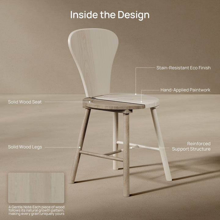 Cas Round Dining Chairs Set of 2, Solid wood
