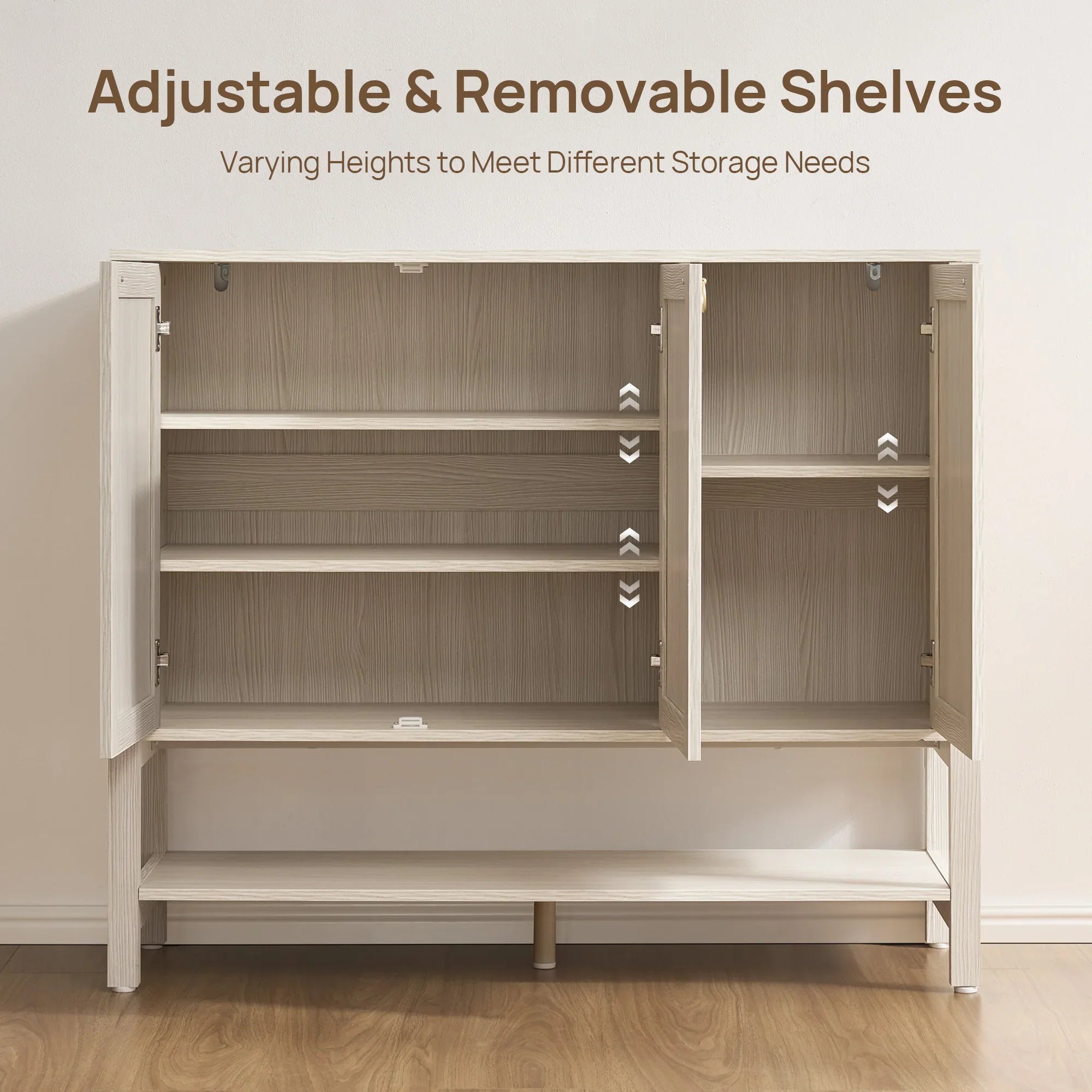 Terran White Shoe Cabinet, 3 Doors