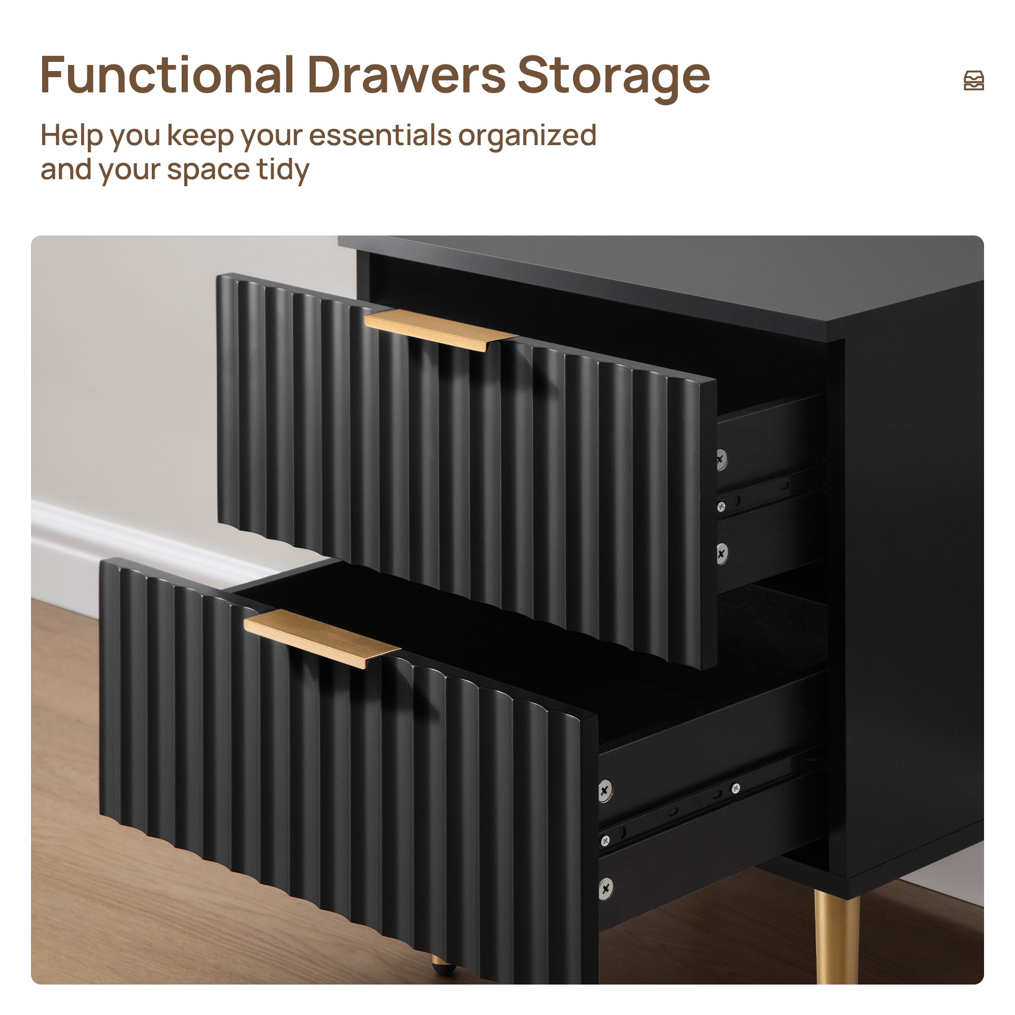 Opus Black Nightstand